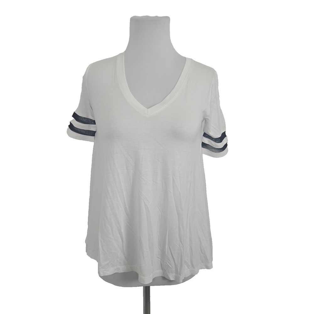 bar III Women's XXS Loose Fit High-Low V-neck Short‎ Sleeve T-Shirt Top